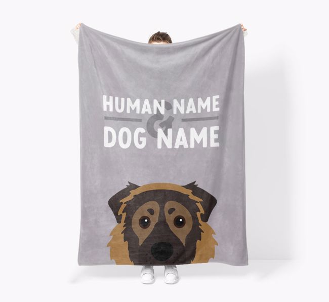 Human & Dog Name: Personalised {breedFullName} Premium Sherpa Fleece Blanket